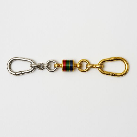 Authentic Gucci Keychain Gold & Silver Carabiner Keyring – Made in Italy - Picture 1 of 4